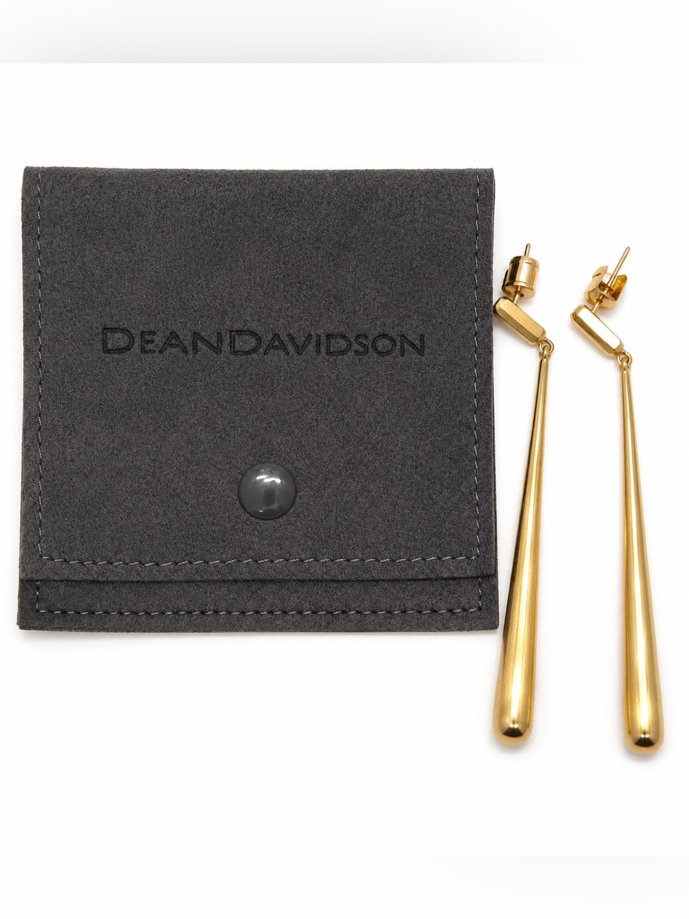 Dean Davidson Gold Tone Long Sculptural Drop Earrings with Pouch